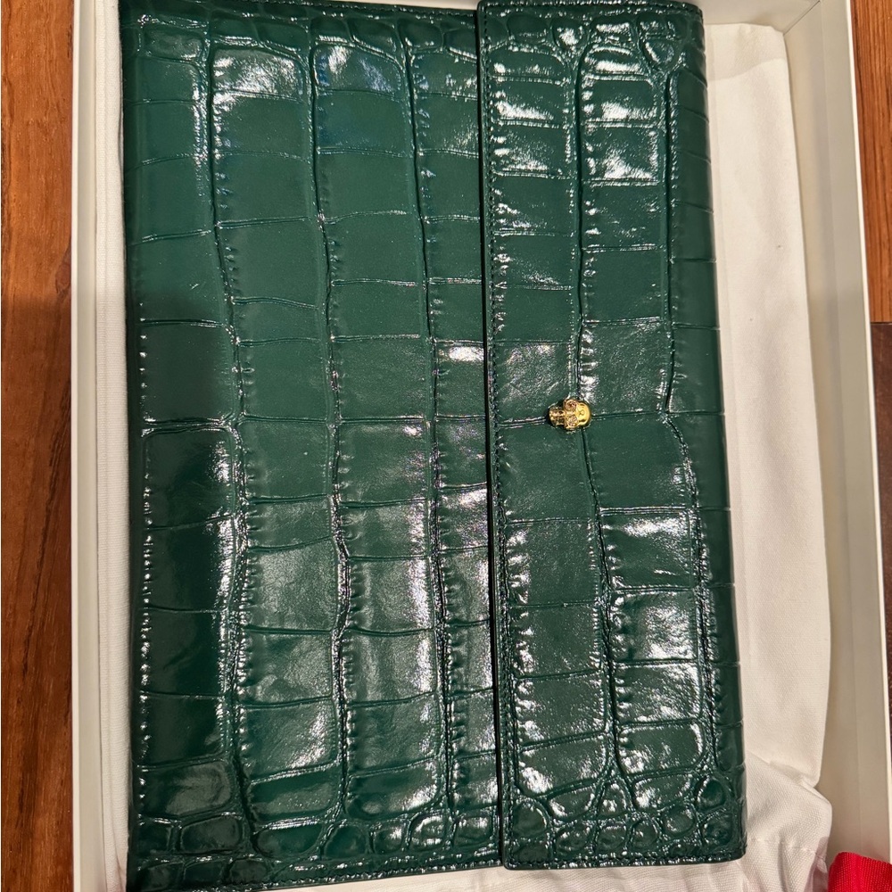 Alexander McQueen Dark Green Embossed Clutch